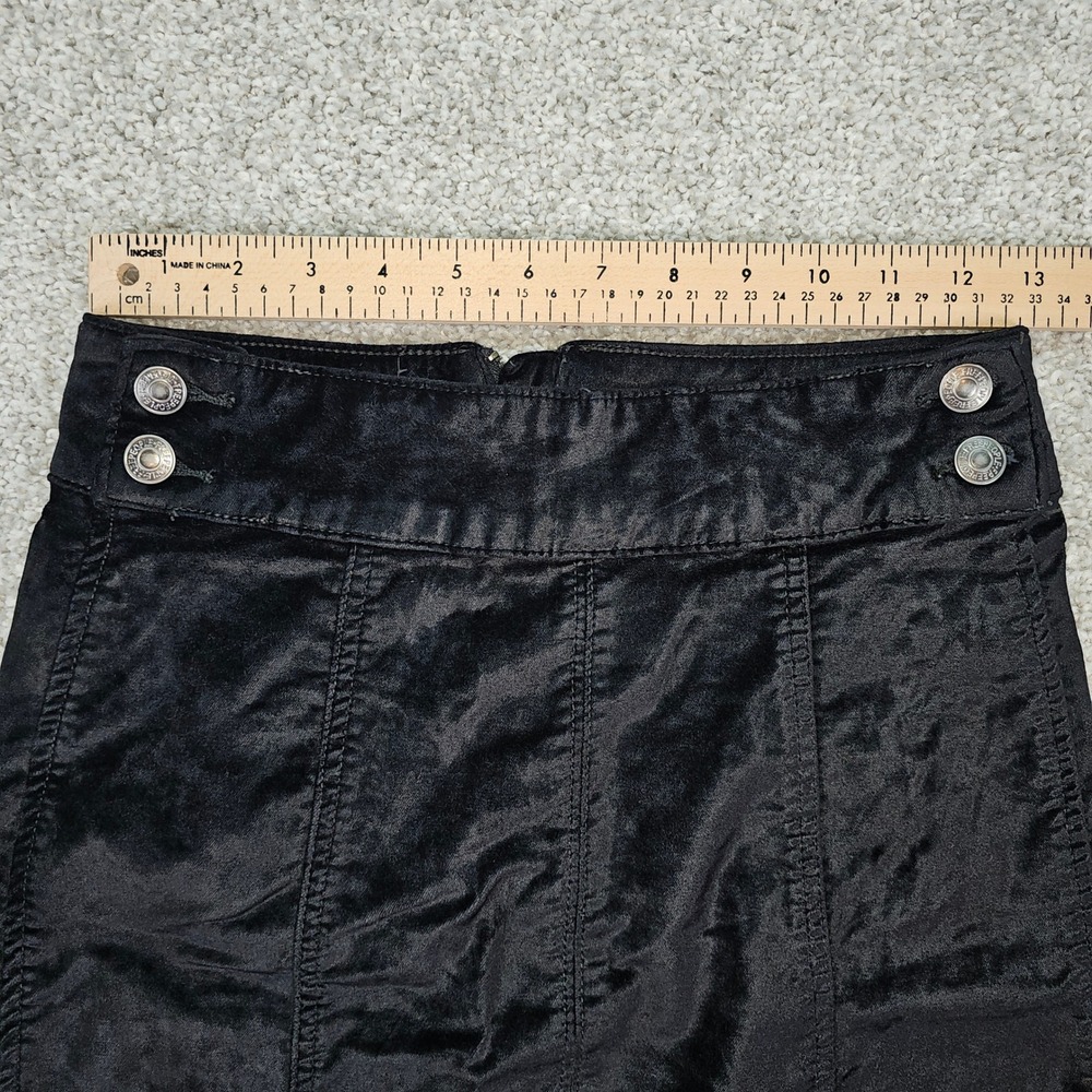 Free People Black Velvet Button‎ Front Zipper Mini Skirt Womens Size 27 - Picture 5 of 5